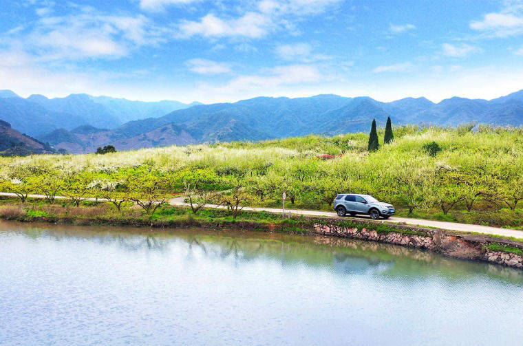 Land Rover Discovery driving on coastal road