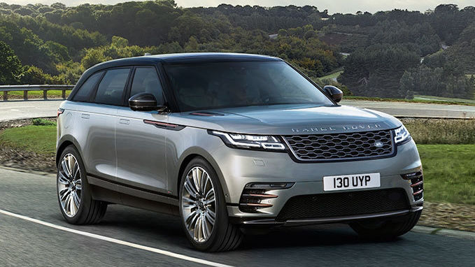 Range Rover silver is parked front side view