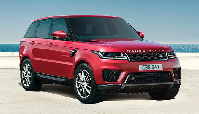 Range Rover in red parked