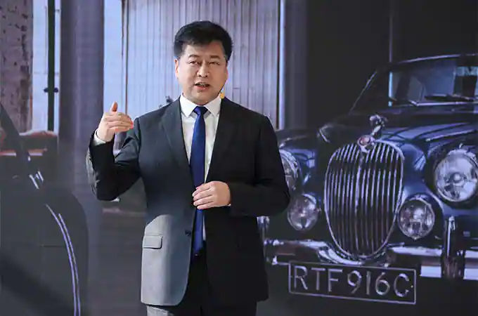 Land Rover representative making speech