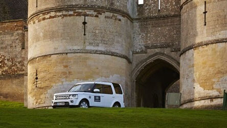 Range Rover outside a castle