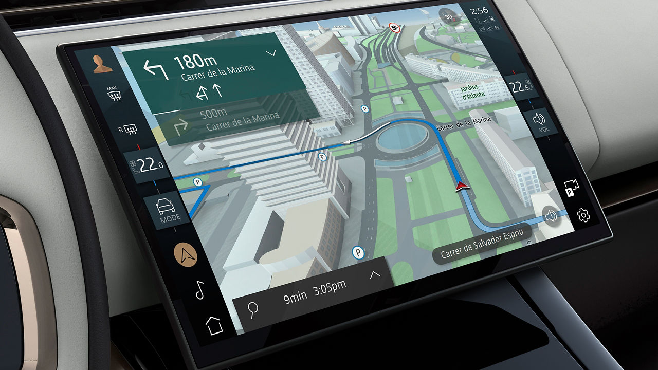 Range Rover sports infotainment display.
