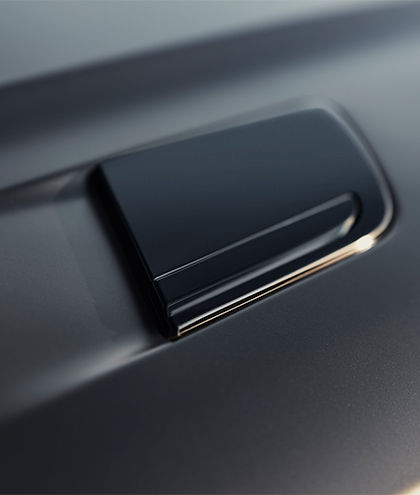 Close up of a sleek flush door handle