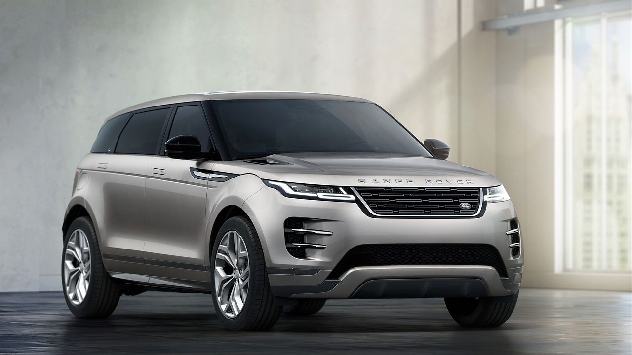 Range Rover Evoque standing on motor showroom