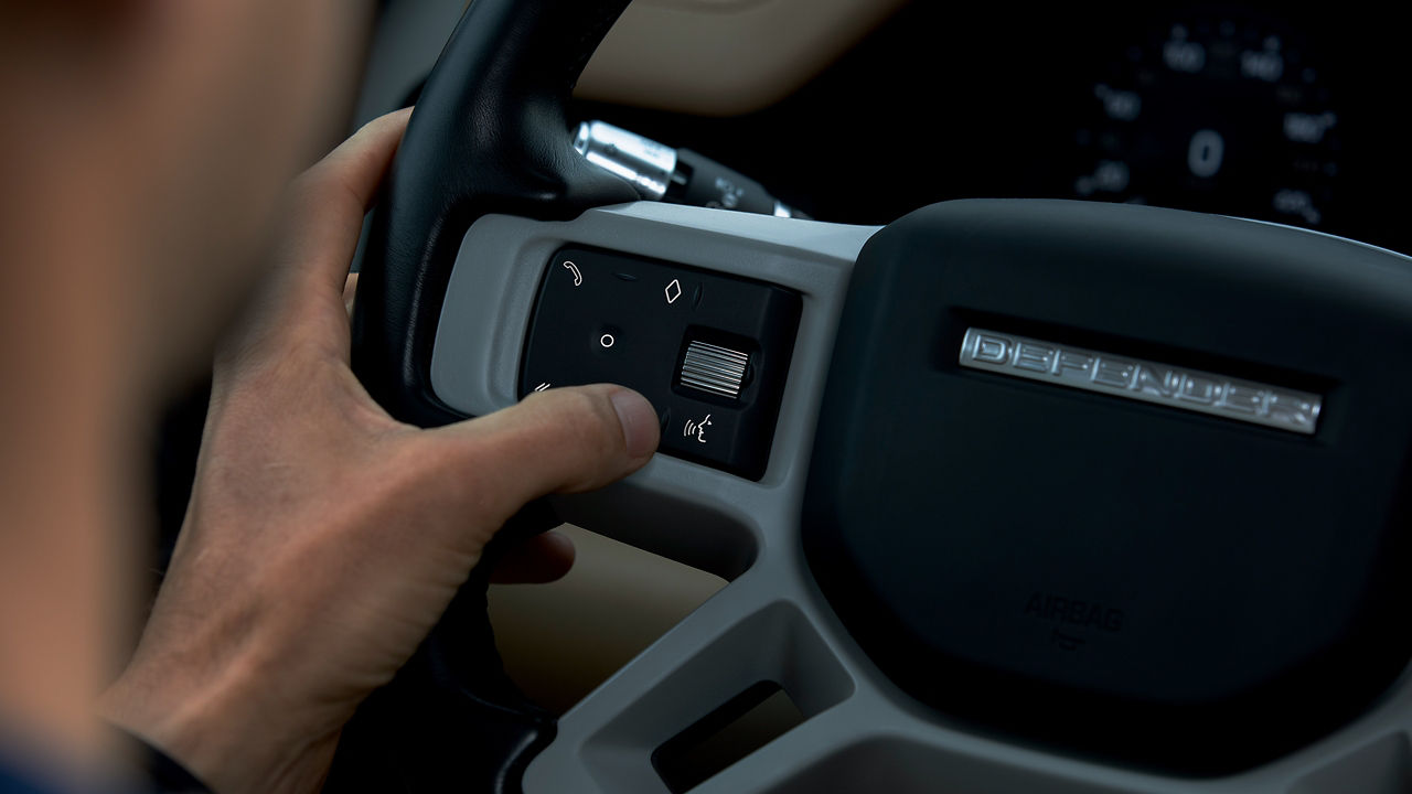 Close up of defender steering wheel 
