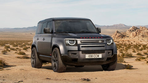 Defender standing in desert area