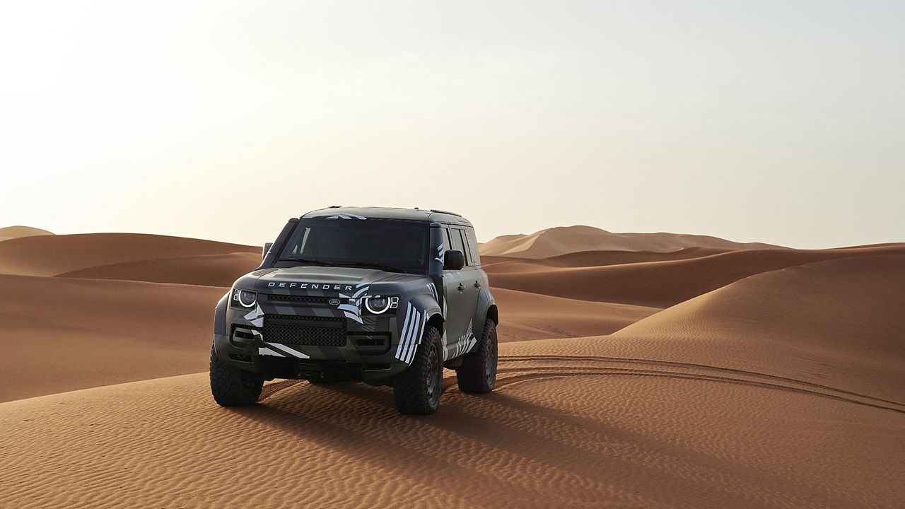 Defender on sand