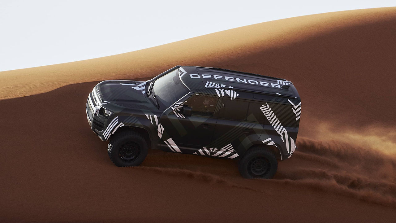 Defender on sand