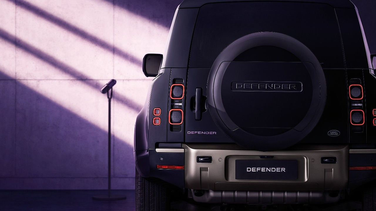 he Land Rover Defender 90 British Voice special edition has an eye-catching purple logo on the rear