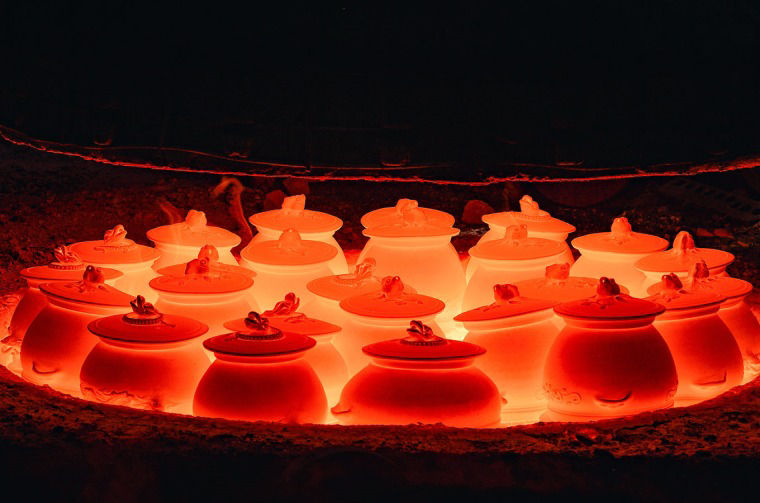 Red hot ceramic pots