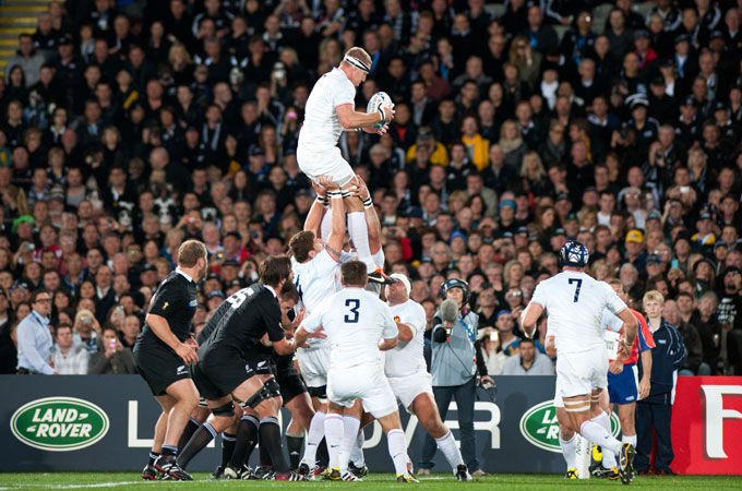 Rugby players during game