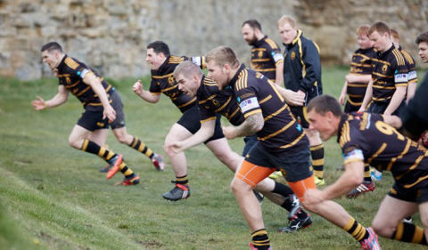 Rugby players during game