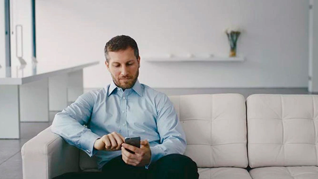 Male model sitting on sofa