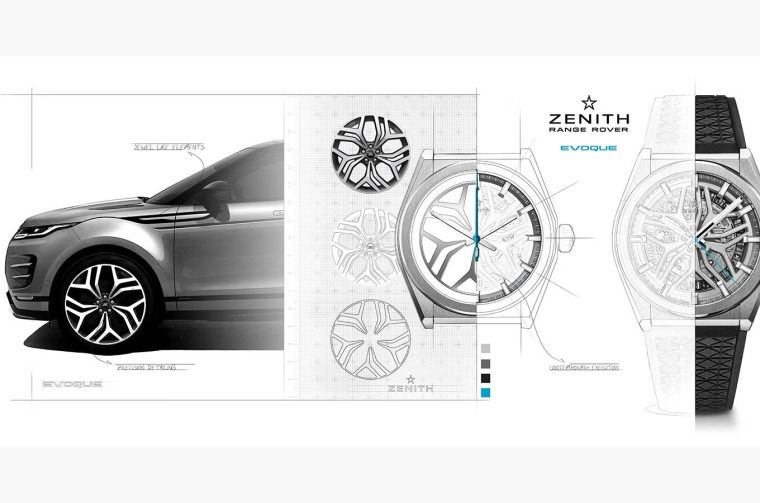Range Rover Evoque and Zenith watch schematics