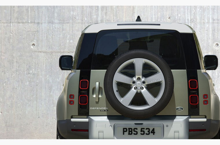 Land Rover Defender viewed from behind