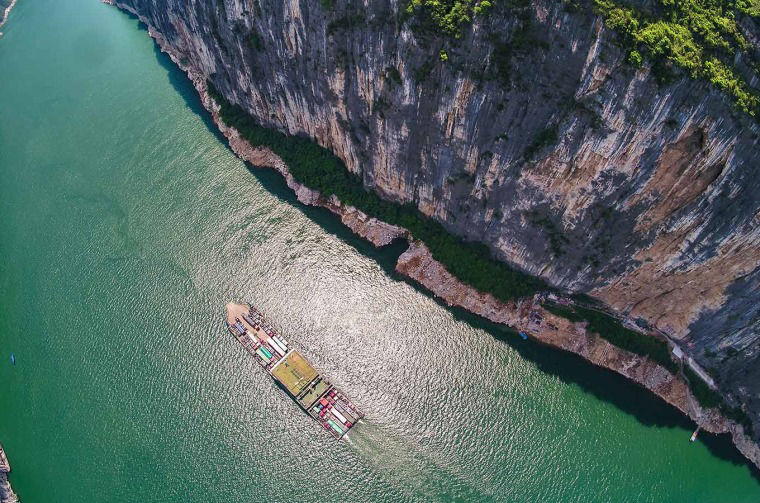 Aerial view of boat