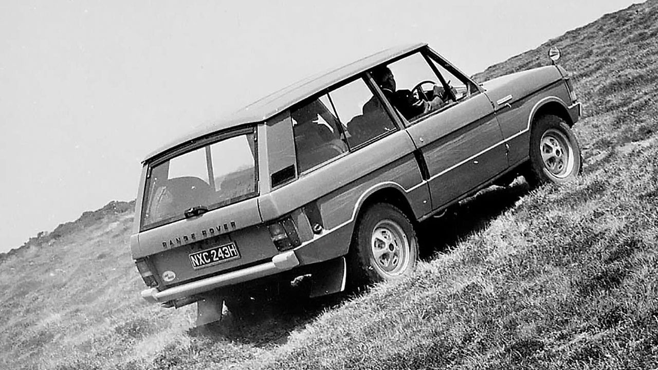 Range Rover climbing hill