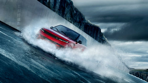 Range Rover in the spillway