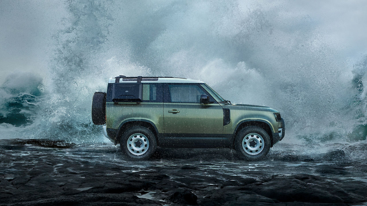 Car in the water splash