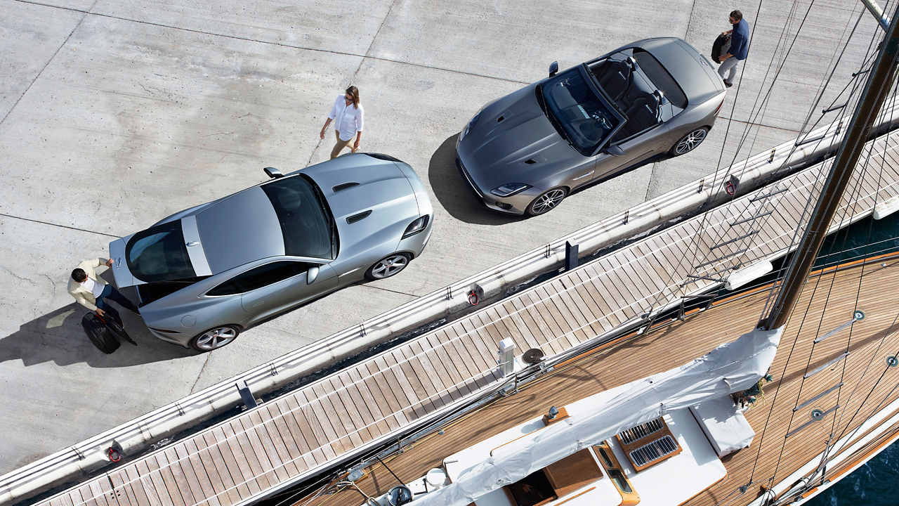  Top view of the modern luxury Jaguar F-TYPE