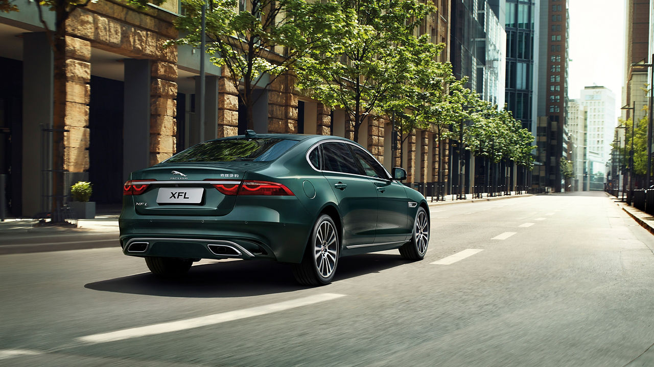 Jaguar XF driving on a the City road