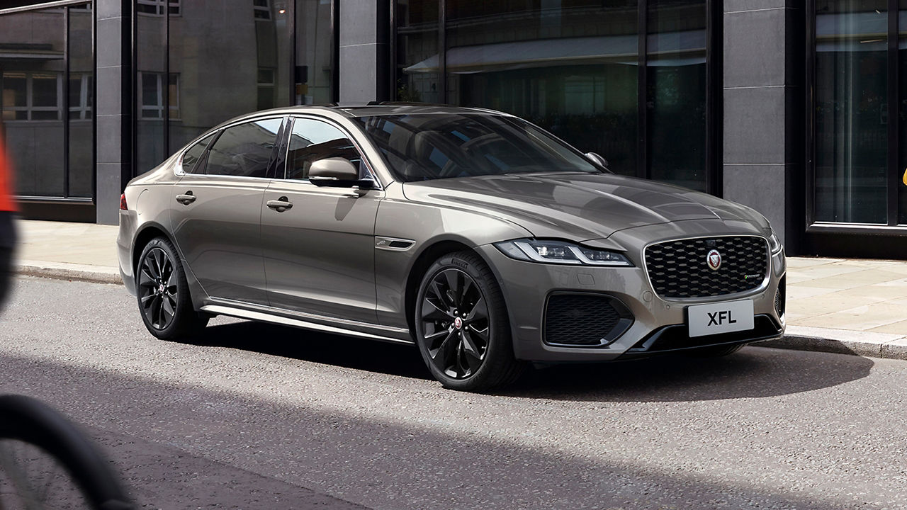 Jaguar XF parked on city road