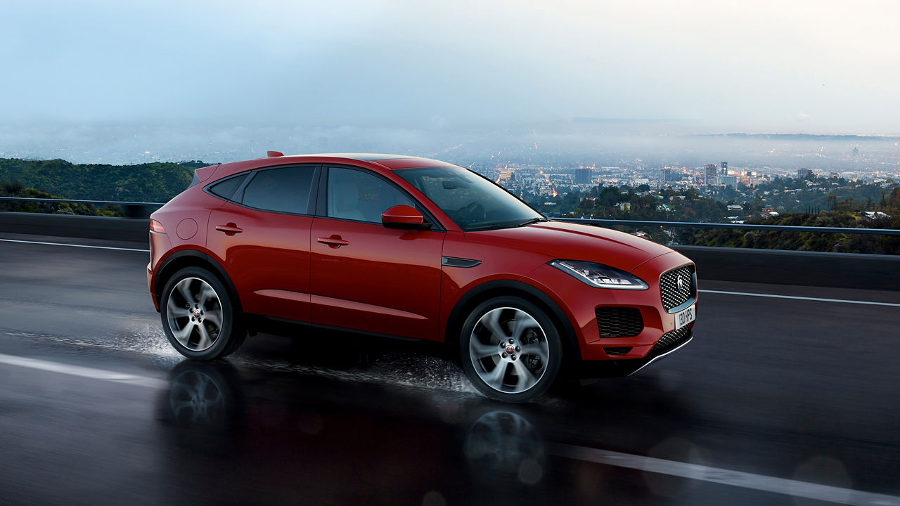 Jaguar E-Pace running on road