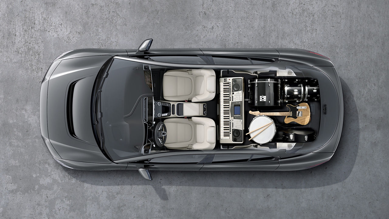 Jaguar I-Pace Interior details view from top arial view 