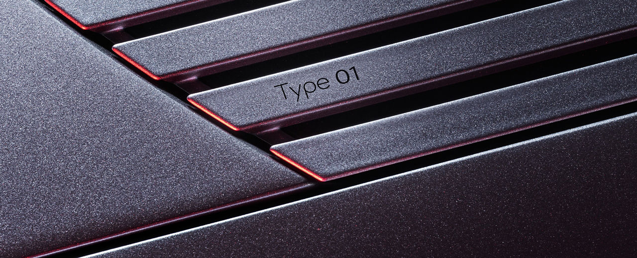 A tease closeup of a Jaguar Type 01
